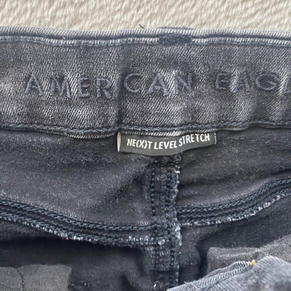 American Eagle Womens Jeans 26 Measured High Rise Skinny Jeggings Black Denim - Picture 9 of 16